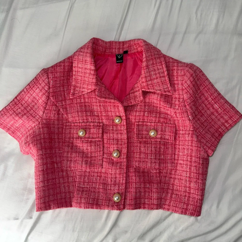 Chic Tweed Pink Skirt Set - Picture 4 of 8